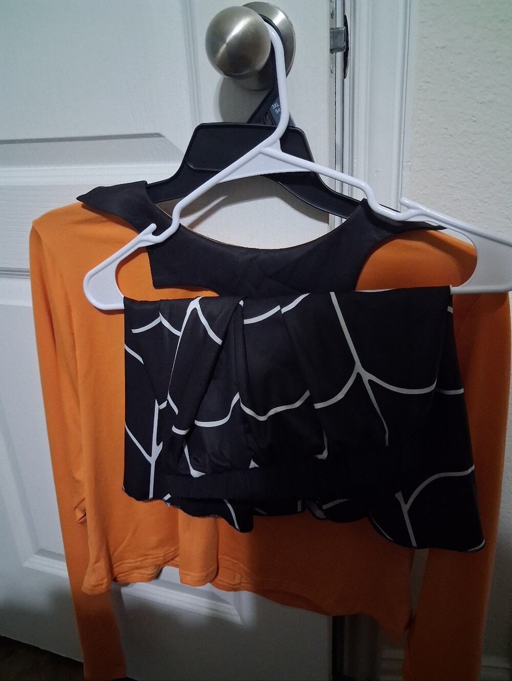 Black & Orange Cutout Long-Sleeve Women's Top